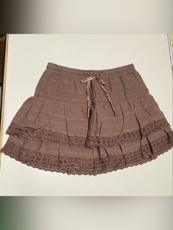 Limited Too Other - Limited Too Brown Tiered Lace-Trim Mini Skirt